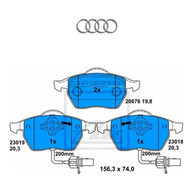 Pastillas Freno Audi A4 B6 B7 / A6 - Doble Sensor Original - ZONA GERMANA