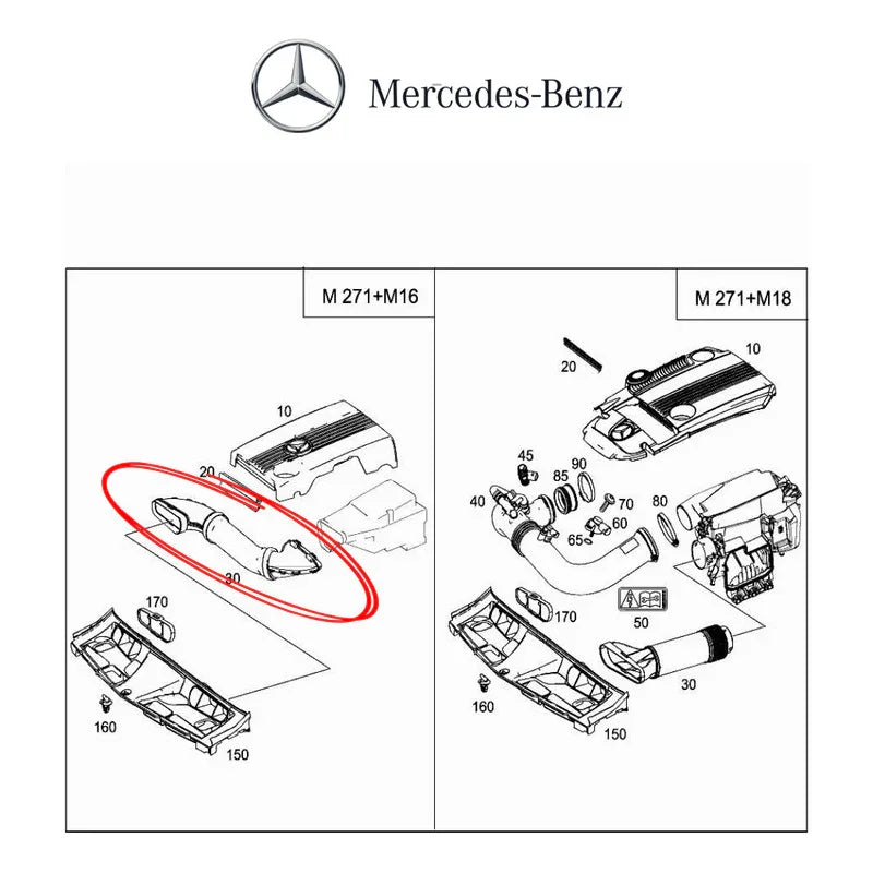Tubo Aspiración Filtro Aire Mercedes Benz C180 C200 W204 - ZONA GERMANA