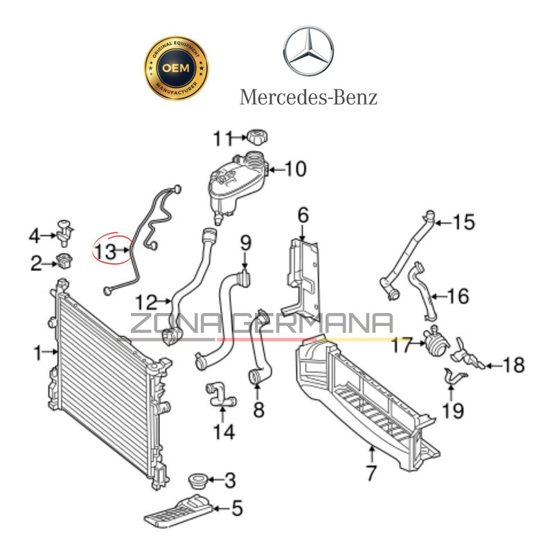 Manguera Deposito Radiador Mercedes Benz Gla200 Gla 200 X156