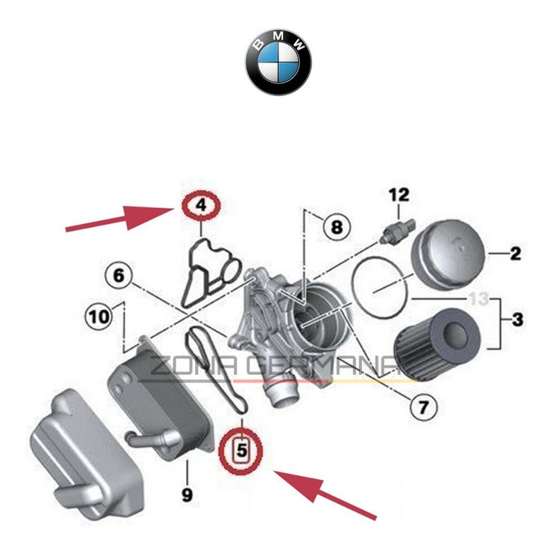 Empaques Base Filtro Aceite Y Enfriador Bmw 220i 235i M2 F22