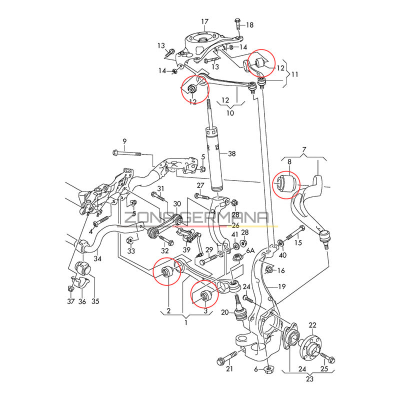 Buje Tijera Audi Q5 Audi Q7 Audi Q8 - Kit Bujes