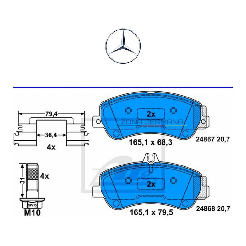 Pastillas Freno Mercedes Benz Glk 220/280/300 X204 Ate - ZONA GERMANA