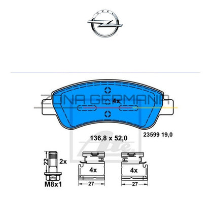 Pastillas Freno Opel Crossland 1.2 1.5 Opel Original Ate