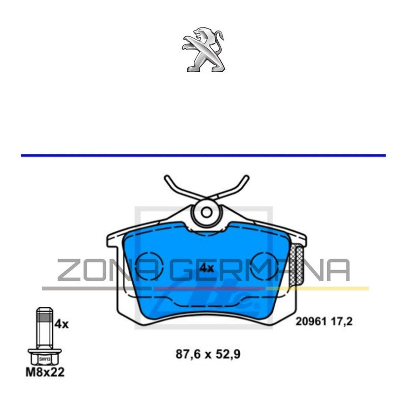 Pastillas Freno Traseras Peugeot 2008 1.2 1.6 Original Ate - ZONA GERMANA