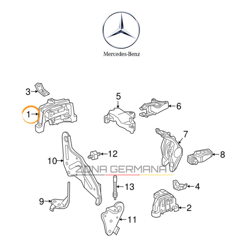 Soporte Motor Derecho Mercedes Benz A200 A250 W176 Original - ZONA GERMANA