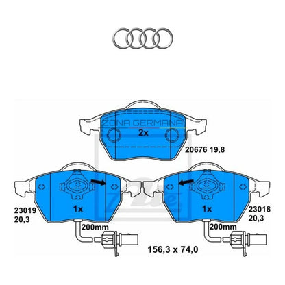 Pastillas Freno Audi A4 B6 B7 / A6 - Doble Sensor Original - ZONA GERMANA