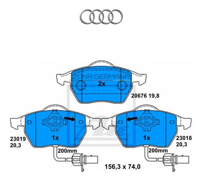 Pastillas Freno Audi A4 B6 B7 / A6 - Doble Sensor Original