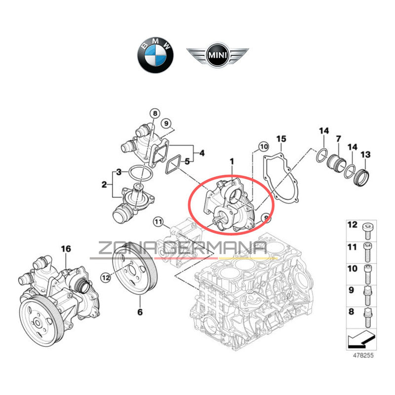 Bomba De Agua Bmw E90 316i 318i 320i 320si Bmw E46 Bmw E93 - ZONA GERMANA