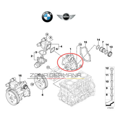 Bomba De Agua Bmw 116i 118i 120i Bmw E87 Bmw E88 Bmw E81 E82 - ZONA GERMANA