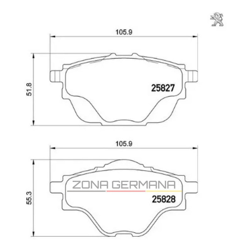 Pastillas Freno Peugeot 3008 Kit Delanteras - Traseras - ZONA GERMANA