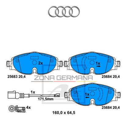 Pastillas Freno Audi A1 A2 A3 / Q2 Original Ate