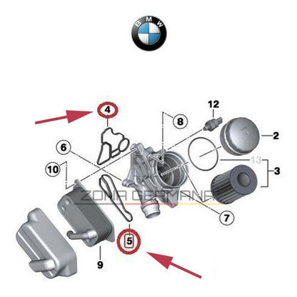 Empaques Base Filtro Aceite Bmw X3 Bmw X4 Base Enfriador - ZONA GERMANA