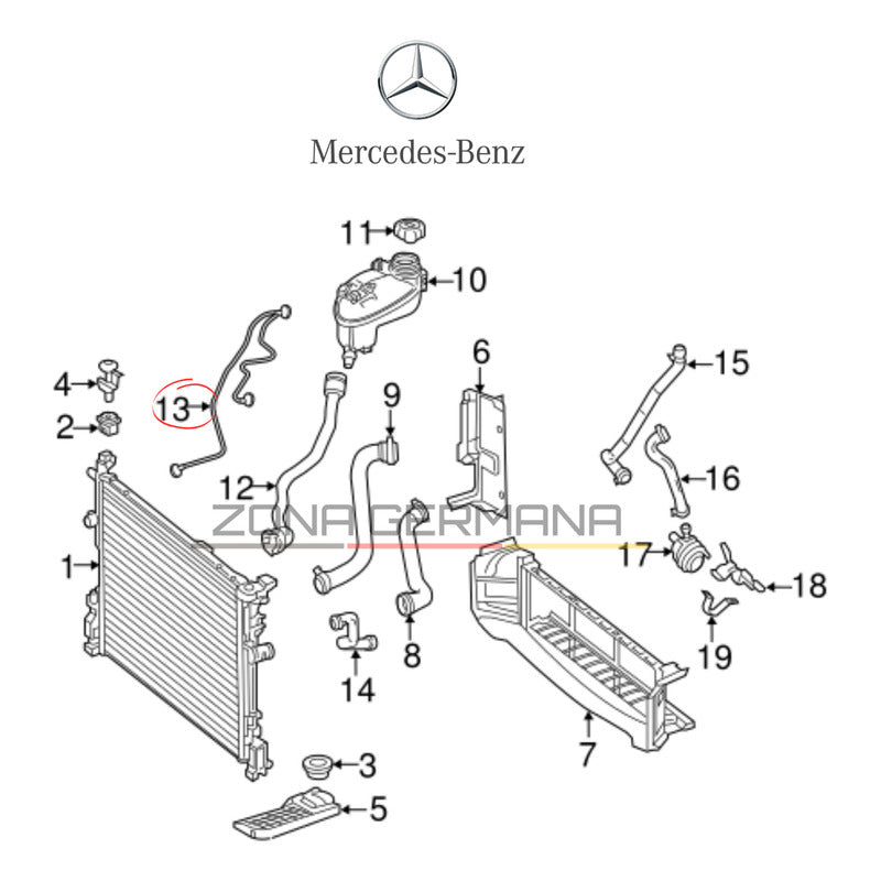 Manguera Deposito Radiador Mercedes Benz A200 A250 - ZONA GERMANA